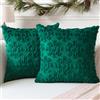 Artscope 2 Pezzi Natalizio Federe in Lana Corta Velluto Copricuscini Morbido Decorativo Fodere per Cuscino Lusso Stile per Divano Camera da Letto Natale Neve Verde 40x40 cm