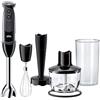 Braun Multiquick7 MQ5237, Minipimer Frullatore ad Immersione, 21 Velocità, Dotato di Tritatutto da 500ml, Schiacciapatate, Frusta a Filo e Bicchiere, 1000watt, nero
