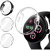 iVoler 3 Pezzi Cover con Pellicola Protettiva per Google Pixel Watch 3 41mm (Non per Pixel Watch 3 45mm), Copertura Completa Custodia Anti-Graffio Sottile Morbida TPU Case, 2 Trasparente + 1 Nero