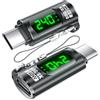 DuHeSin 240 W USB C adattatore misuratore di potenza tester (2 pezzi) - tensione corrente di potenza LED display digitale, connettore di prolunga tipo C maschio a femmina per iPhone 15/16, MacBook, iPad e