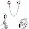 Doyafer 925 argento sterling fascino catena di sicurezza fascino cartoon mouse gioco fascino Pearl Lady braccialetto collana ragazza regalo