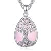 INFUSEU Collana Albero Della Vita Cristal Collane Cristallo Quarzo Rosa Ciondolo Abbraccio Gioielli Ciondolo Yoga Fortunato Regalo per Le Donna Uomo
