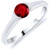 Planetys - Anello solitario da donna in oro bianco 375/1000 con rubino naturale, 18, Metallo, Rubino