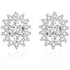 HeyMeili Orecchini principessa Diana forma ovale zirconia cubica argento 925 orecchini a bottone placcato oro bianco per donne