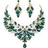 Clearine Matrimonio Sposa Jewellery Set Marquise Rhinestone Cristalli Cluster Statement Collana Orecchini Pendenti di bigiotteria per Donne Smeraldo Colore Oro-Fondo
