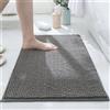 Surwin Tappeto Bagno in Ciniglia, Tappeti Bagno Ciniglia Antiscivolo Tappetino Assorbente Lavabile Mat Pelo Lungo Lavabile in Lavatrice per Cucina Ingresso, Moderno Semplice (Grigio scuro,60x90cm)