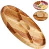 4BIG.fun Piatto da portata 28 cm,in legno naturale con 3 scomparti divisi,piatti da portata di antipasti,formaggi e snack,tagliere in legno per carne e formaggio,tagliere per formaggi,formaggio