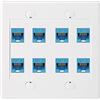 Doumneou Piastra da parete Ethernet a 8 porte - Doppio di rete Cat6 RJ45 Frontalino femmina a femmina - Blu