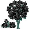 Booyuer Kit Costruzione Bouquet di Fiori, 634 Pcs Rose Nere con Foglie e Petali Regolabili, Fiori Artificiali, Regalo per Bambini Natale, San Valentino & Festa della Mamma Adulti, Per Lei o Lui