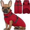 Lelepet Cappotto per Cani di Taglia Media con Imbracatura - Giacca in Pile Calda e Impermeabile, Gilet Riflettente Invernale Tuta da Neve per Schnauzer, Carlino - Rosso M