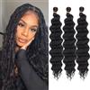 Samtress Shorts Ocean Wave Crochet Hair 14 Inch Deep Wave Crochet Hair Synthetic 3 Pack Natural Black Water Wavy Boho Braids Hair Extensions for Women (#1B)