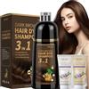 RILSIC Shampoo Colorante, 500ml Hair Dye Shampoo 3 in 1 & 50ml Shampoos & 50ml Balsamo, Colorante Tinta Capelli Istantaneo, Naturale Hair Color per Donna Uomo (Castano Scuro, 600ML)