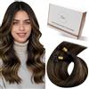 Hetto Extension Capelli Veri Cheratina 50cm 50 Ciocche per Look da Festa | Movimento fluido sulle lunghezze, Balayage Castano Espresso Scuro, Tocco setoso, Punte di fissaggio piccole e discrete, 50g