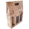 Weboxes Porta bottiglia tripla con manico 27 x 9 x 38 - Foglie - Confezione da 20 pezzi