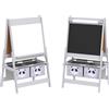 AIYAPLAY Lavagna per Bambini con Cavalletto 3 in 1 e 2 Contenitori, Età 3-8 anni, 54x46.5x93cm, Grigio | Aosom Italy
