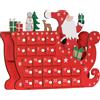 HOMCOM Calendario dell'Avvento a riempire in legno, decorazione natalizia con 24 cassetti, Babbo Natale e slitta, 22,5x8x36cm, rosso | Aosom Italy