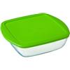 Pyrex - Recipiente quadrato per conservare gli alimenti, con coperchio, in vetro, 25 x 22 x 7 cm, Vetro Boro, 2,2L