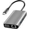 Logilink Docking station USB 3.2 Gen 1 a 7 porte, con connettore USB-C e PD (PowerDelivery), risoluzione UHD 4K, rete RJ45 Gigabit