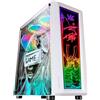 MARS GAMING MC-ART, Case PC Gaming ATX, Doppio Vetro Temperato Disegnabile, ARGB 12 Modalità, Ventola 12 cm, Bianco