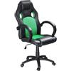 BAKAJI Sedia Poltrona Da Ufficio Direzionale Ruote Girevoli Sportiva Racer Gaming Verde