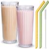 NiHome Confezione da 2 bicchieri highball da 510 g con cannucce in silicone
