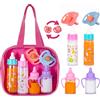 fash n kolor® Accessori per bambole per neonati, 6 accessori in borsa per pannolini, bottiglia magica, accessori per bambole, giocattoli, kit per la cura delle bambole, regali