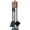COMEX Porta attrezzi camino acciaio nero 4 accessori h.65 d. 20 cm. Made in Italy