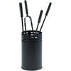 COMEX Porta attrezzi camino acciaio nero con 4 accessori h.62 diametro 16 cm. Made in Italy