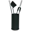 COMEX Porta attrezzi camino acciaio nero manico argento 3 accessori h.60 d. 16 cm. Made in Italy