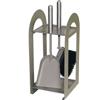 COMEX Porta attrezzi camino acciaio tortora sabbia manico alluminio 2 accessori h. 40 l. 17 x 18 cm. Made in Italy