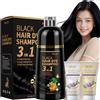RILSIC Shampoo Colorante Nero, 500ml Black Hair Dye Shampoo 3 in 1