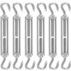 gvivej Fissaggio per Vela Parasole, Acciaio Inossidabile per Tenda a Vela 304 CC, 10 Pezzi, Gancio di Tensione per Tende da Sole, Corde o Stendibiancheria (Argento)