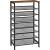 HOOBRO Scarpiera, Scaffale Portascarpe a 8 Ripiani, 75 x 30 x 137 cm, Organizzatore Portascarpe, 24-32 Paia di Scarpe, Scaffale Portaoggetti, Ingresso, Soggiorno, Marrone Vintage e Nero EBF18XJ01