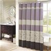 Madison Park Serene Tenda da Doccia in Finta Seta Ricamata Floreale Lavabile in Lavatrice, Decorazione Moderna per Il Bagno, Poliestere, Viola, 72 x 72 in