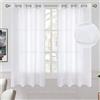 BGment White Linen Curtains 63 Inch Length 2 Panels, Natural Linen Grommet Semi Sheer Light Filtering Drapes Casual Textured Opaque Privacy Panels for Living Room/Bedroom, 52 x 63 Inch