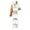 YMYNY Appendiabiti, Appendiabiti con Ripiani Portaoggetti, Attaccapanni da Terra con 1 cestino in Tessuto, Stile Industriale, Portabiti per Vestiti, Cappelli, Sciarpe e Borse Bianco HGR005W