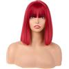 MapofBeauty 12 Pollice Lisci Bob Corto Colorato Parrucca,luminoso Rosso