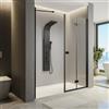 Parama Porta doccia 151-155cm profili in alluminio nero opaco apertura libro a destra con parete fissa vetro 8mm trasparente h195 | Fiji