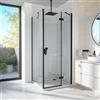 Parama Box doccia 80x80 cm con apertura a battente lato destro con cerniere e parete fissa, profili nero opaco e vetro 8mm trasparente h195 | Fiji