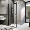 Parama Box doccia 80x80 cm con apertura a battente e parete fissa, profili nero opaco e vetro da 8mm trasparente h195 | Fiji