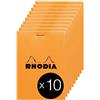 RHODIA 13200Cpack - Bloc-Notes a punto metallico N°13 Orange - A6 - Quadretti piccoli - 80 fogli staccabili - Carta Clairefontaine 80g/m² -copertina in carta trattata- Confezione da 10 blocchi