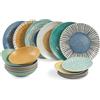 Villa D'Este Marea Servizio Piatti In Porcellana Colorata Set 18 Pz