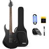 Donner Solid Body - Chitarra elettrica "DMT-100", 39 pollici, in metallo, con pickup H-H, borsa, corde, cinghia, cavo, smorzatore, per gli amanti della musica rock (in nero)