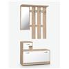 Avanti Trendstore [RUDOLF] - Mobile da ingresso con specchio, 3 ganci appendiabito e scarpiera. Disponibile in diversi colori. Dimensioni LAP 100x180x25 cm - Marrone / bianco - Legno laminato