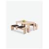 Avanti Trendstore [MUNICH] - Set con tavolo e 2 panche per la sala da pranzo, in legno laminato. Disponibile in 3 diverse colorazioni. I cuscini di seduta non sono compresi. Dimensioni LAP: tavolo 140x75x80 cm, panche 140x45x37 cm - Marrone chiaro - …