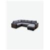 Avanti Trendstore [MERLIN] - Divano ad angolo con funzione letto e cassettone integrato in microfibra, grigio / ecopelle nera , Penisola lunga ordinabile a sinistra o a destra. - Grigio - Microfibra