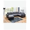 Avanti Trendstore [MERLIN] - Divano ad angolo con funzione letto e cassettone integrato in microfibra, grigio / ecopelle nera , Penisola lunga ordinabile a sinistra o a destra. - Grigio - Microfibra