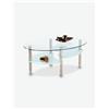 Avanti Trendstore [WILLI] - Tavolino da soggiorno in vetro temperato con piedi in acciaio cromato, forma ovale con 2 ripiani in vetro satinato. Dimensioni LAP 90x44x55 cm - Bianco - Acciaio inossidabile e vetro