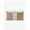 Avanti Trendstore [NEVADA] - Cassettiera spaziosa in legno laminato con 4 ante a battente e 3 cassetti. Disponibile in 2 diversi colori. Dimensioni: LAP 155x83x35 cm - Marrone / bianco - Legno laminato