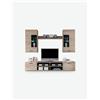 Avanti Trendstore [KALLE] - Parete da soggiorno con luci LED comprese, in legno laminato, disponibile in 2 colorazioni diverse. Comprende 1 mobile TV, 2 pensili ed 1 ripiano da muro. Dimensioni LAP 230x180x38 cm - Marrone - Legno laminato